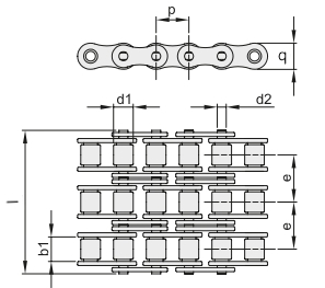 Цепь роликовая трехрядная 20B-3, EMT | ЕМТ