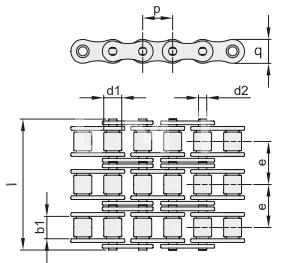 Цепь роликовая трехрядная 10B-3 (3ПР-15,875-68,1), EMT | ЕМТ