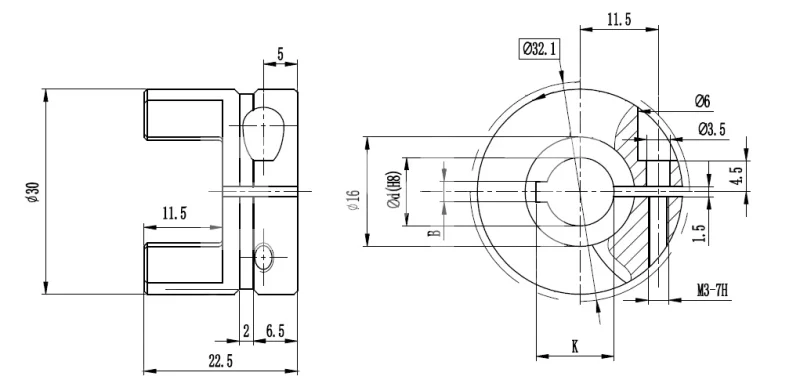 Полумуфта GS14 безлюфтовая, с готовым отверстием d=12 мм, шпон паз 4х1,8мм, EMT | ЕМТ