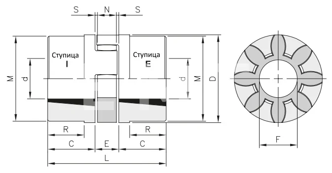 Полумуфта GEB 38-45 TL тип E под втулку 1108, EMT | ЕМТ
