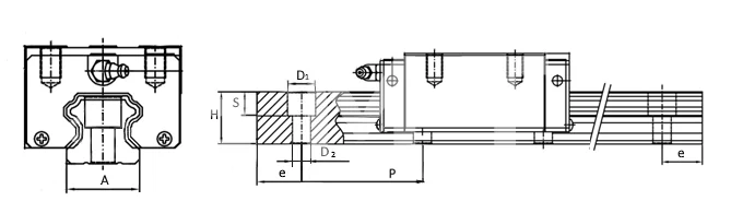 Рельсовая направляющая HGR20H, 1000 мм, EMT | ЕМТ